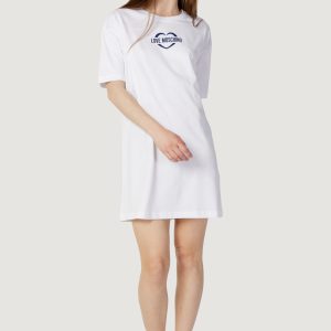 Vestito corto Love Moschino stampa logo cuore Bianco