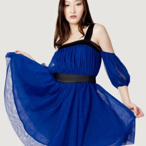 Vestito midi Hanny Deep tulle bicolor Blu